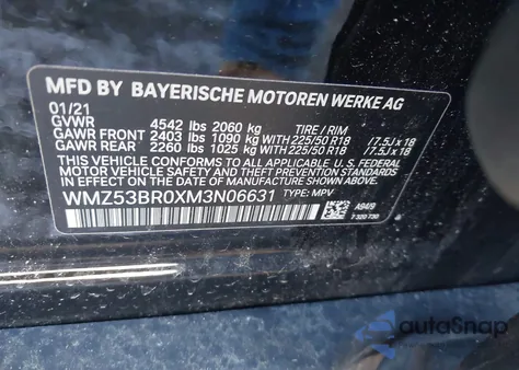 2021 Mini Countryman Cooper S из США, поврежденный, VIN WMZ53BR0XM3N06631